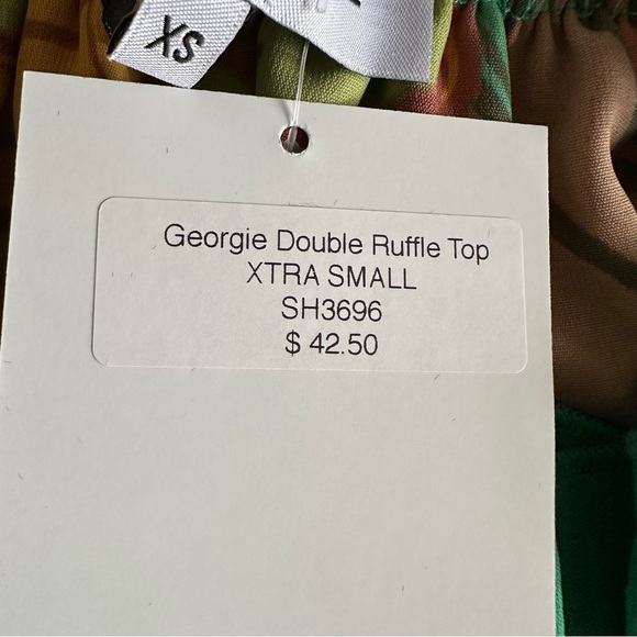 Periwinkle NWT Georgie Double Ruffle Floral Top Womens Sz XS Boho Resort Wear - Picture 6 of 7